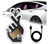 KaiDengZhe Finger Heart Car Window Light, Solar-Powered Wireless LED Heart Shape Neon Light Switchable Modes Solar Heart LED Ambient Light for Romantic Car, Outdoor Decor, Couple (Pink 1pcs)