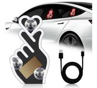 KaiDengZhe Finger Heart Car Window Light, Solar-Powered Wireless LED Heart Shape Neon Light Switchable Modes Solar Heart LED Ambient Light for Romantic Car, Outdoor Decor, Couple (Red 1pcs)