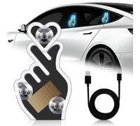 KaiDengZhe Finger Heart Car Window Light, Solar-Powered Wireless LED Heart Shape Neon Light Switchable Modes Solar Heart LED Ambient Light for Romantic Car, Outdoor Decor, Couple (Ice Blue 1pcs)