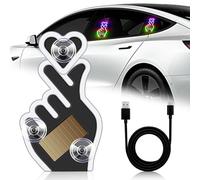 KaiDengZhe Finger Heart Car Window Light, Solar-Powered Wireless LED Heart Shape Neon Light Switchable Modes Solar Heart LED Ambient Light for Romantic Car, Outdoor Decor, Couple (RGB 1pcs)