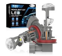 KaiDengZhe H11 LED Headlight Bulb with Mini Projector Lens, 2 PCS 80W 21000LM 800% Brighter 6500K 1:1 Size H11 H8 Hi/Lo Beam Bulbs with Fan