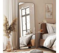 KAIDIDA Arched Full Length Mirrors Free Standing 163X53cm Bedroom Hallway Wall-Mounted Full Body Mirror with Shatter-Resistant Glass Black Metal Frame (163 x 53 cm, rounded rectangle)