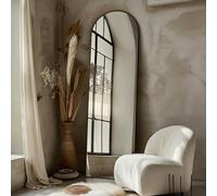 KAIDIDA Arched Full Length Mirrors Free Standing 163X53cm Bedroom Hallway Wall-Mounted Full Body Mirror with Shatter-Resistant Glass Black Metal Frame