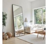 KAIDIDA Arched Full Length Mirrors Free Standing 163X53cm Bedroom Hallway Wall-Mounted Full Body Mirror with Shatter-Resistant Glass Black Metal Frame (163 x 53 cm, Right-angled rectangle)