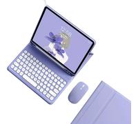 kaidisen Keyboard Case for Galaxy Tab S10 FE / S9 FE 10.9 inch, Tab S9/S8/S7 11" Case with Bluetooth Mouse and Detachable Candy Color Keyboard Cover Round Key,Purple
