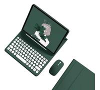 kaidisen Keyboard Case for Galaxy Tab S10 FE / S9 FE 10.9 inch, Tab S9/S8/S7 11" Case with Bluetooth Mouse and Detachable Candy Color Keyboard Cover Round Key,Dark Green
