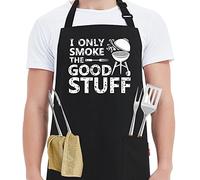Kaidouma Funny BBQ Aprons for Men,I Only Smoke the Good Stuff,Father’s Day Birthday Christmas Gifts for Dad, Husband,Adjustable Chef Cooking Grilling Aprons with 2 Pockets and 40” Long Ties, Black 16