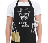 Kaidouma Funny Cooking Aprons for Men - Let’s Cook - Men's Black Funny Kitchen Chef Grilling BBQ Aprons with 2 Pockets - Birthday Father’s Day Christmas Gifts for Dad, Husband, Boyfriend, Movie Fans