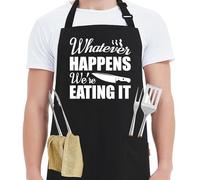 Kaidouma Funny Grill Aprons for Men - Whatever Happens We’re Eating It - Men‘s Funny Kitchen Chef Cooking Grilling BBQ Aprons with 2 Pockets - Father’s Day Birthday Christmas Gifts for Dad, Husband