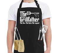 Kaidouma Grill Apron BBQ Aprons for Men Dad - The Grillfather - Funny Chef Cooking Grilling Apron with 2 Pockets - Birthday Father's Day Christmas Gifts for Dad