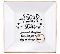 Kaidouma Sister Gifts from Sisters - Birthday Gifts for Sister - Ceramic Ring Dish Jewelry Plate Trinket Tray - Mothers Day Christmas Gifts for Sister, Sister in Law - Sisters are Like Stars Gifts