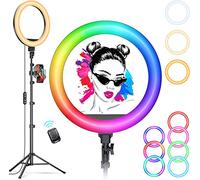 Kaiess 10.2" Selfie Ring Light with 65" Adjustable Tripod Stand & Phone Holder for Live Stream/Makeup, Upgraded Dimmable LED Ringlight for Tiktok/YouTube/Zoom Meeting/Photography (RGB)