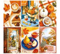 Kaieteur 6 Pack Painting by Number Kits for Adult, DIY Canvas Oil Painting Kit for Kids or Beginner with Paint Brushes Acrylic Pigment Drawing Paintwork 20x30cm Fall Dec