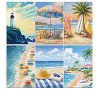 Kaieteur 6 Pack Painting by Number Kits for Adult, DIY Canvas Oil Painting Kit for Kids or Beginner with Paint Brushes Acrylic Pigment Drawing Paintwork 20x30cm Without Frame