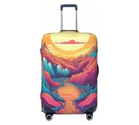 Kaifanee Elastic Travel Luggage Cover Suitcase Protector, Abstract Painting of Mountains Rivers and The Moon Suitcase Baggage Cover Anti-Scratch Fits 31-32 Inch Luggage