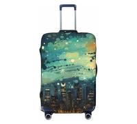 Kaifanee Elastic Travel Luggage Cover Suitcase Protector, City Sea Night Painting Suitcase Baggage Cover Anti-Scratch Fits 23-26 Inch Luggage