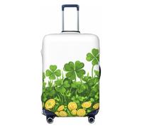 Kaifanee Elastic Travel Luggage Cover Suitcase Protector, Green Lucky Shamrock Clover Gold Coin Suitcase Baggage Cover Anti-Scratch Fits 23-26 Inch Luggage