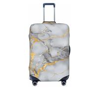 Kaifanee Elastic Travel Luggage Cover Suitcase Protector, Modern Abstract Art Golden Grey Marble Pattern Suitcase Baggage Cover Anti-Scratch Fits 27-30 Inch Luggage
