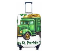 Kaifanee Elastic Travel Luggage Cover Suitcase Protector, St. Patrick's Day Green Truck with Gold Coin Clover Leaf Suitcase Baggage Cover Anti-Scratch Fits 27-30 Inch Luggage