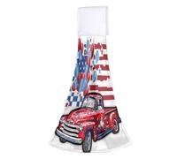 Kaifanee Hanging Kitchen Towels American Flag Red Truck Balloons Microfiber Hand Towels Quick Dry Small Towel Set for Bathroom Decorations
