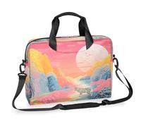 Kaifanee Laptop Bag 16 Inch, Messenger Shoulder Bag for Laptop or Tablet, Abstract Mountain Tiger Moon Business Briefcase Gifts for Men Women