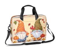 Kaifanee Laptop Bag 16 Inch, Messenger Shoulder Bag for Laptop or Tablet, Fall Gnome Harvest Pumpkin Maple Leaf Business Briefcase Gifts for Men Women