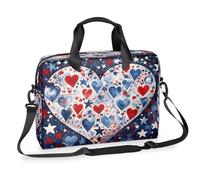 Kaifanee Laptop Bag 16 Inch, Messenger Shoulder Bag for Laptop or Tablet, Independence Day Watercolor Love Heart Business Briefcase Gifts for Men Women