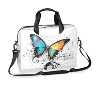 Kaifanee Laptop Bag 16 Inch, Messenger Shoulder Bag for Laptop or Tablet, Music Beautiful Colorful Butterfly Business Briefcase Gifts for Men Women
