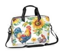 Kaifanee Laptop Bag 16 Inch, Messenger Shoulder Bag for Laptop or Tablet, Rooster Farm Watercolor Sunflower Business Briefcase Gifts for Men Women