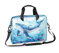 Kaifanee Laptop Bag 16 Inch, Messenger Shoulder Bag for Laptop or Tablet, Sea Dolphin Ocean Theme Blue Fantasy Underwater World Business Briefcase Gifts for Men Women