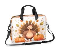 Kaifanee Laptop Bag 16 Inch, Messenger Shoulder Bag for Laptop or Tablet, Thanksgiving Turkey Harvest Pumpkin Fall Maple Leaf Business Briefcase Gifts for Men Women