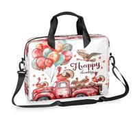 Kaifanee Laptop Bag 16 Inch, Messenger Shoulder Bag for Laptop or Tablet, Watercolor Red Truck With Turkey Balloon Happy Thanksgiving Business Briefcase Gifts for Men Women