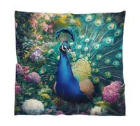 Kaifanee Lightweight Satin Ribbon Scarf Handkerchief peacock vibrant plumage Square Neck Head Neckerchief for Women