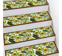 Kaifanee Non-Slip 10 Pack Carpet Stair Treads,Green Avocado Slice Fruit 7.8"X30" Indoor Runner Stair Rugs Rubber Safety Mats for Pets, Kids & Elders