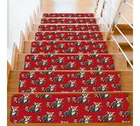 Kaifanee Non-Slip Carpet Stair Treads, Ring-Tailed Lemurs Red Pattern Art 7.8"X30" Indoor Runner Stair Rugs Rubber Safety Mats for Pets, Kids & Elders