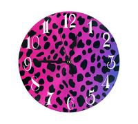 Kaifanee Wall Clock Battery Operated 10 Inch, Animal Print Pink And Blue Non-Ticking Silent Hanging Clocks Desk Clock for Living Room Bedroom
