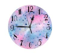 Kaifanee Wall Clock Battery Operated 10 Inch, Rainbow Shining Stars Non-Ticking Silent Hanging Clocks Desk Clock for Living Room Bedroom