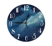Kaifanee Wall Clock Battery Operated 10 Inch, Rainy Night Clouds Glass Texture Non-Ticking Silent Hanging Clocks Desk Clock for Living Room Bedroom