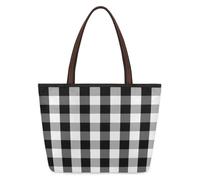 Kaifanee Women Canvas Tote Bag Large Capacity Foldable Handbag | Black And White Buffalo Reusable Shoulder Bag for Casual Daily Work Message Bag Tote