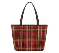 Kaifanee Women Canvas Tote Bag Large Capacity Foldable Handbag | Buffalo Check Plaid Design Print Reusable Shoulder Bag for Casual Daily Work Message Bag Tote