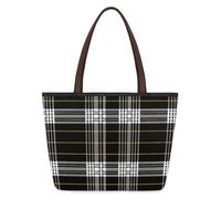 Kaifanee Women Canvas Tote Bag Large Capacity Foldable Handbag | Buffalo Check Plaid Reusable Shoulder Bag for Casual Daily Work Message Bag Tote