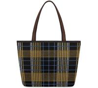 Kaifanee Women Canvas Tote Bag Large Capacity Foldable Handbag | Buffalo Plaid Checkered Reusable Shoulder Bag for Casual Daily Work Message Bag Tote