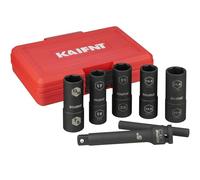 KAIFNT K231 Extra Thin Wall Impact Flip Socket and Knockout Bar Set with Half Sizes, Lug Nut Sockets, 1/2-Inch Drive, 7-Piece