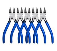 KAIHAOWIN Cutter 5 Pack, 6.5 Inch Flush & Diagonal Side Cutters, Precision Ultra Sharp Spring Loaded Wire Snips, Clippers Dikes, Small for Crafting Jewelry Making, Blue