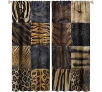 KaiHeBeding Animal Print Blackout Curtains for Bedroom - Leopard & Tiger Mosaic Living Room Curtains 90x108 Eyelet - Soft Thermal Insulated Patterned Drapes for Windows - 2 Panels