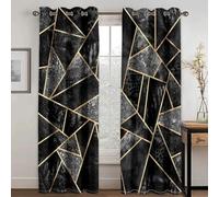 KaiHeBeding Geometric Cracks Blackout Curtains for Bedroom - Gold Lines Living Room Curtains 46x54 Eyelet - Soft Thermal Insulated Patterned Drapes for Windows - 2 Panels