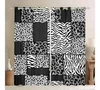 KaiHeBeding Leopard & Zebra Print Blackout Curtains for Bedroom - Animal Mosaic Living Room Curtains 52x84 Eyelet - Soft Thermal Insulated Patterned Drapes for Windows - 2 Panels