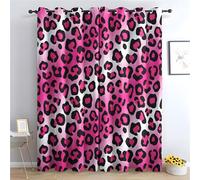 KaiHeBeding Pink Leopard Print Blackout Curtains for Bedroom - Gradient Style Living Room Curtains 66x90 Eyelet - Soft Thermal Insulated Patterned Drapes for Windows - 2 Panels