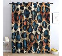 KaiHeBeding Teal Leopard Print Blackout Curtains for Bedroom - Modern Prints Living Room Curtains 46x90 Eyelet - Soft Thermal Insulated Patterned Drapes for Windows - 2 Panels