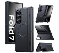 Kaiiecal for Samsung Galaxy Z-Fold-7 Case: Magnetic Shockproof Rugged [Dual-Stand] [Hinge Protection] [Fit for Magsafe] [Anti Spy] Soft Slim Armor Protective Cover for ZFold 7 5G 2025 (Black)